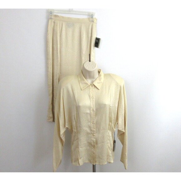 VTG 100% Silk Blouse & Skirt 2-Piece Set Sz 10 Sophisticates by Jonathan Martin - Picture 2 of 14